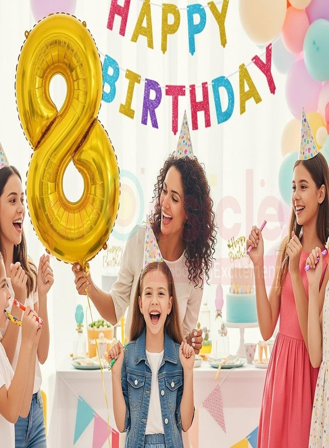 بروبسيكل بالون هيليوم ذهبي اللون من بروبسيكل، مقاس 32 بوصة، على شكل الرقم 8، لتزيين حفلات أعياد الميلاد | بالونات على شكل الرقم 8، مناسبة لأعياد الميلاد/الذكرى السنوية | الرقم 8 - Image 4